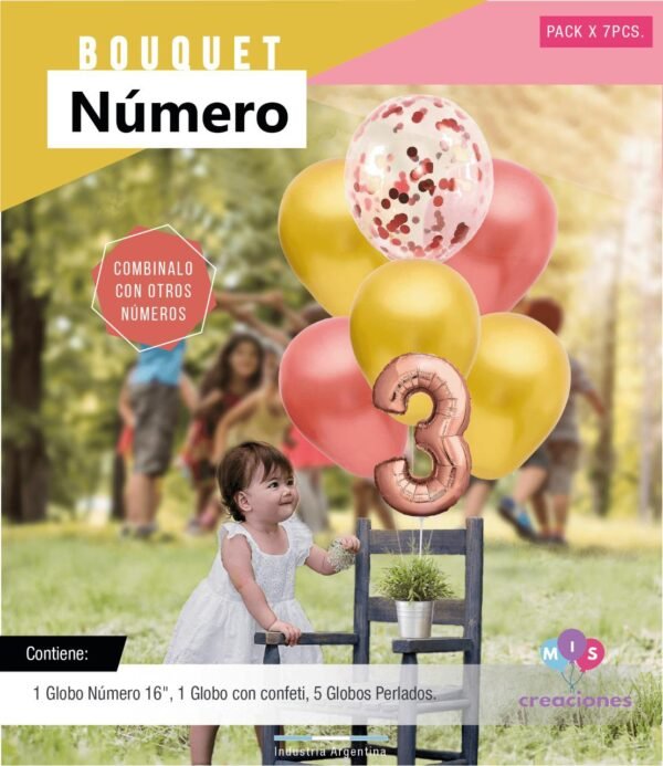 Set globos y Numero rosa gold