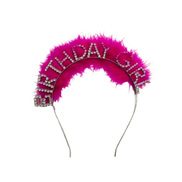 Vincha strass "Birthday Girl" con plumas