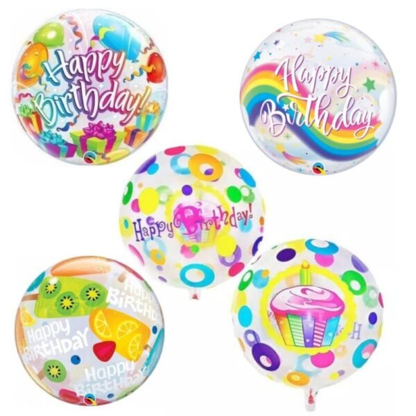 Globos cristal Happy Birthday (pack x 5)