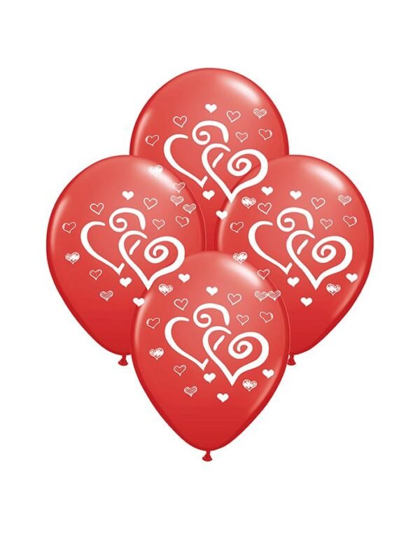 Globos Latex corazones Enlazados rojos (pack x 10)