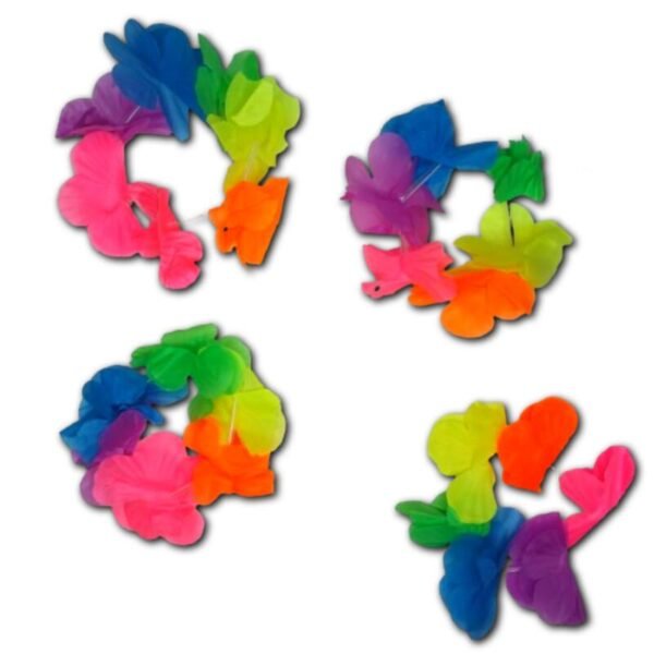 Pulseras hawaianas fluo multicolor (pack x 24)